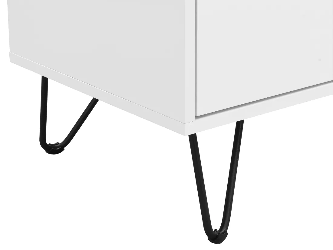 Table de chevet avec 2 tiroirs - MDF - Blanc et noir - ABUJA