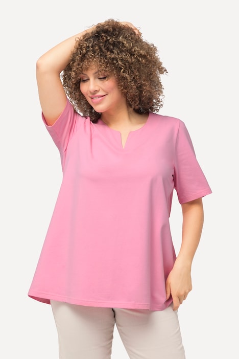 T-Shirt, A-Linie, Tunika-Ausschnitt, Halbarm