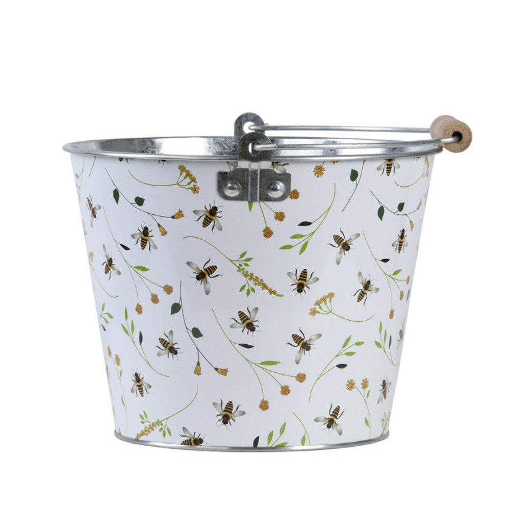 Seau en zinc 27 cm imprimé abeilles