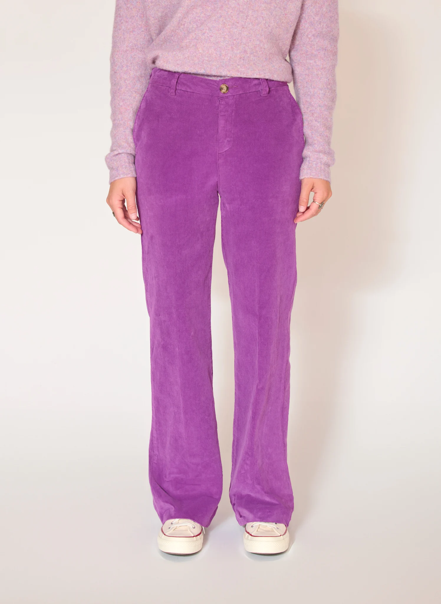 PINAMAR - Pantalon droit en coton mélangé | Violet