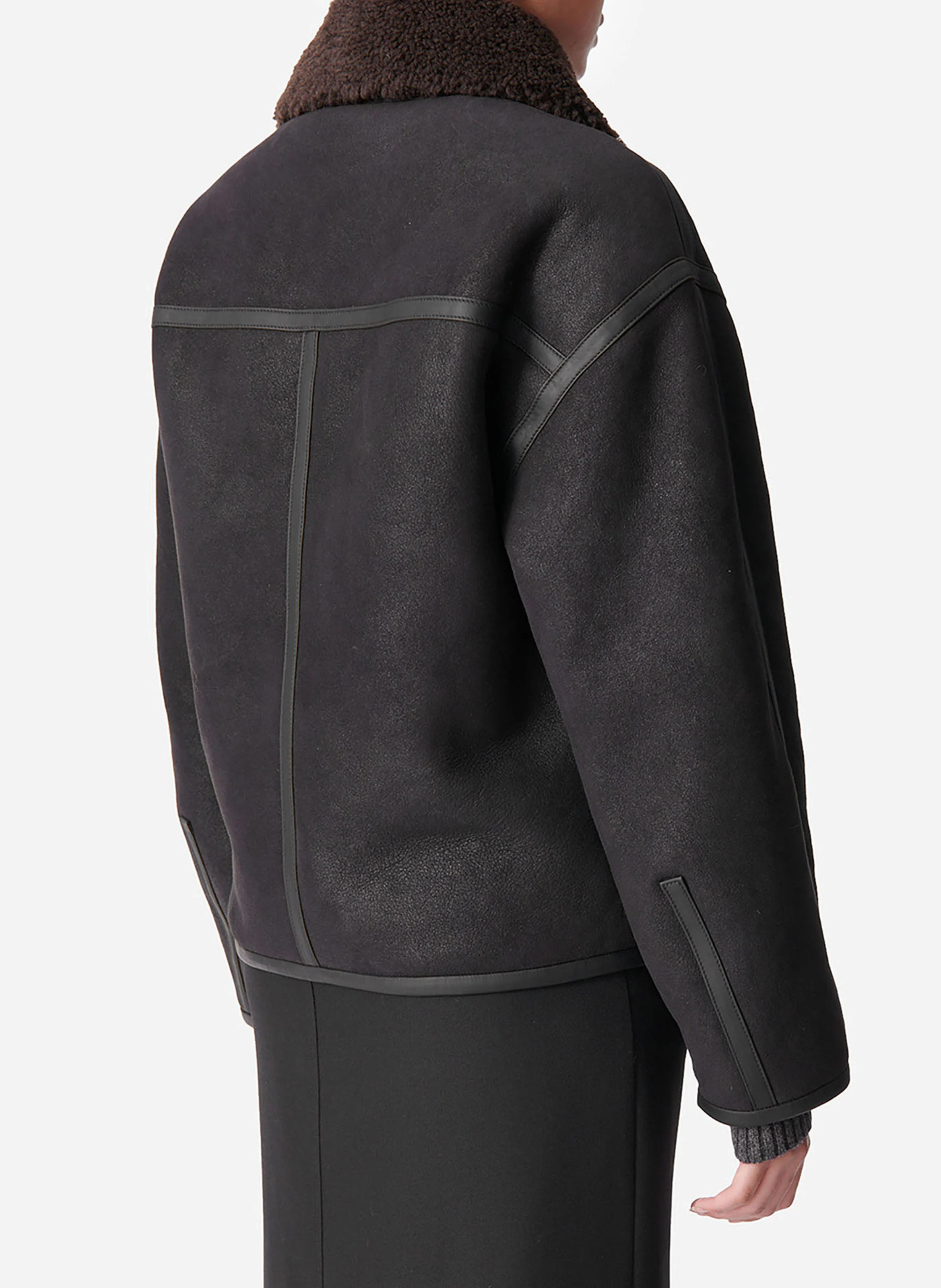 BORIS - Veste col tailleur en cuir | Marron