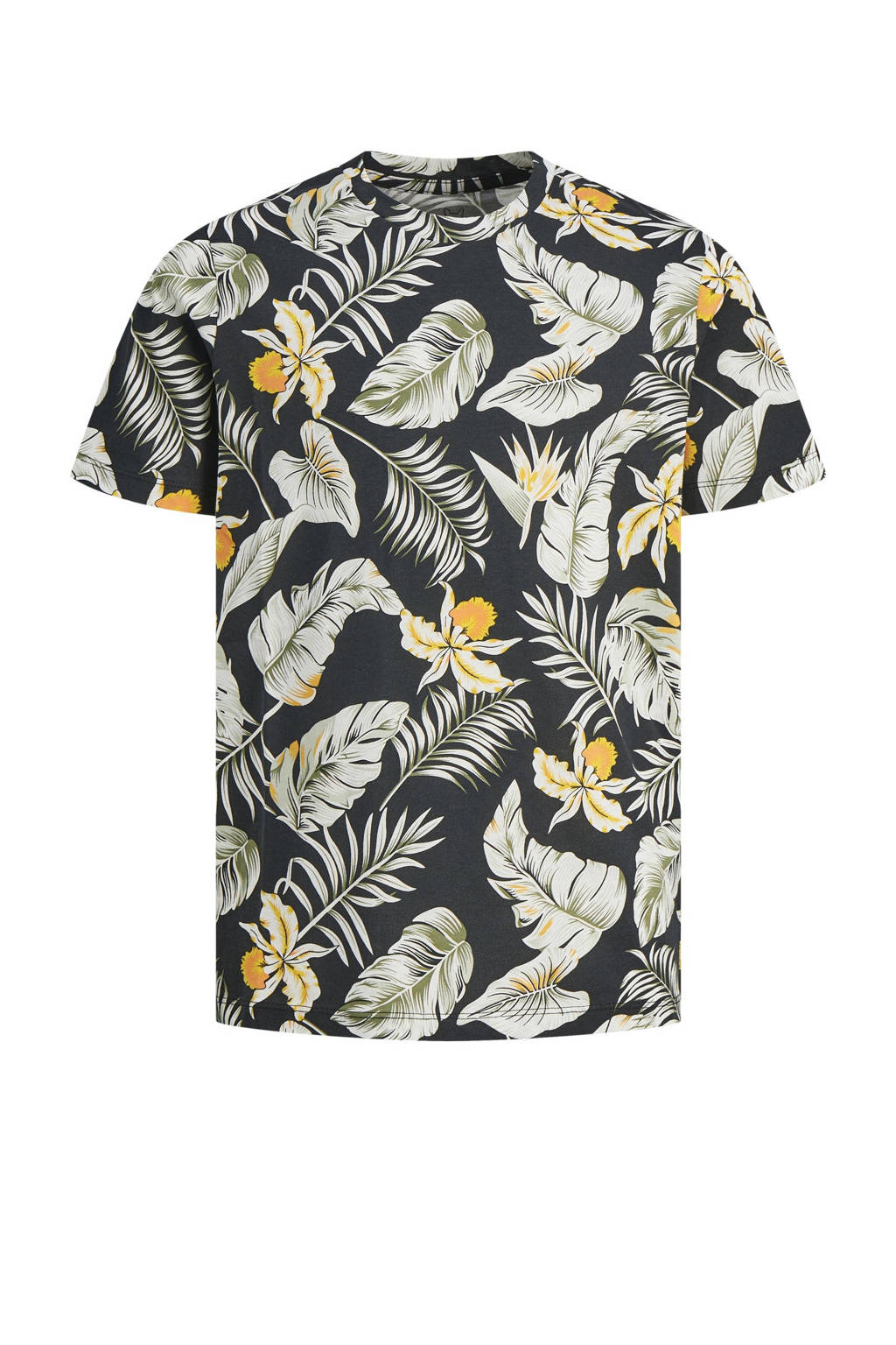 JACK & JONES T-shirt JJCHILL met all over print zwart/beige