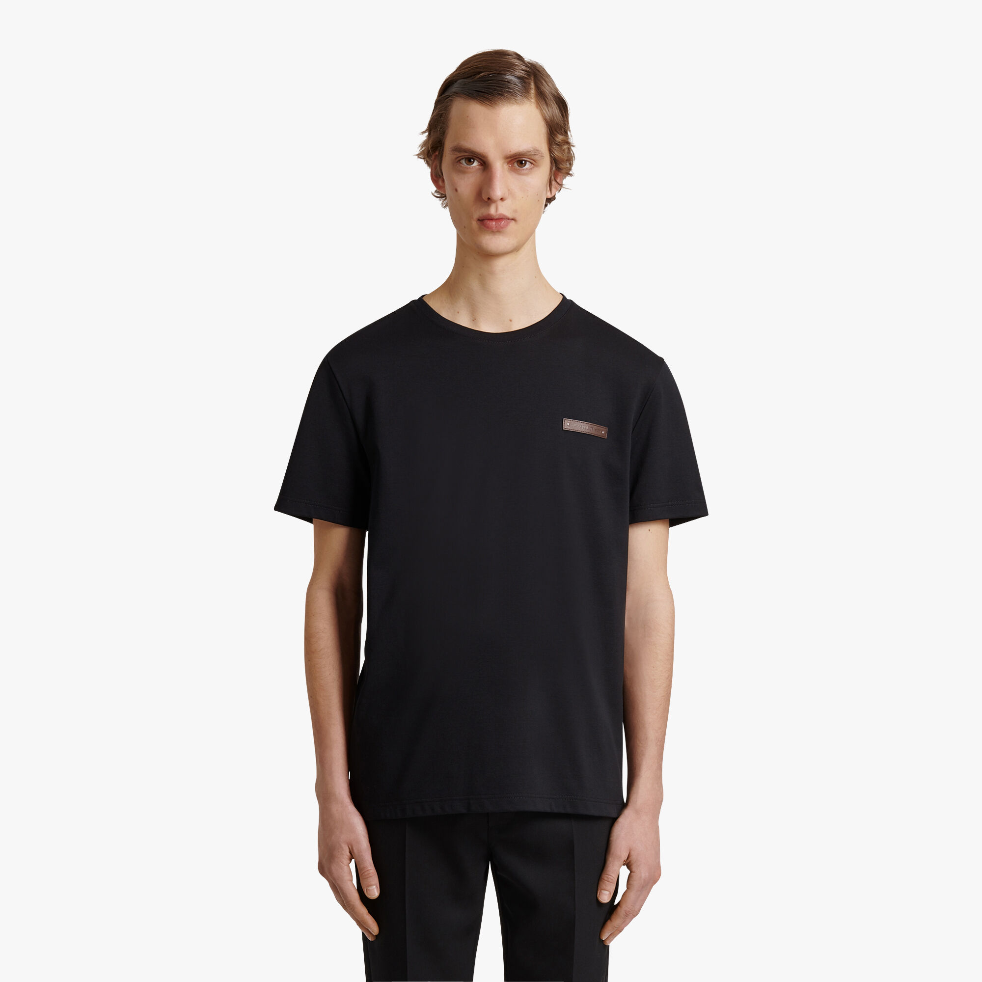 T-Shirt Avec Detail En Cuir