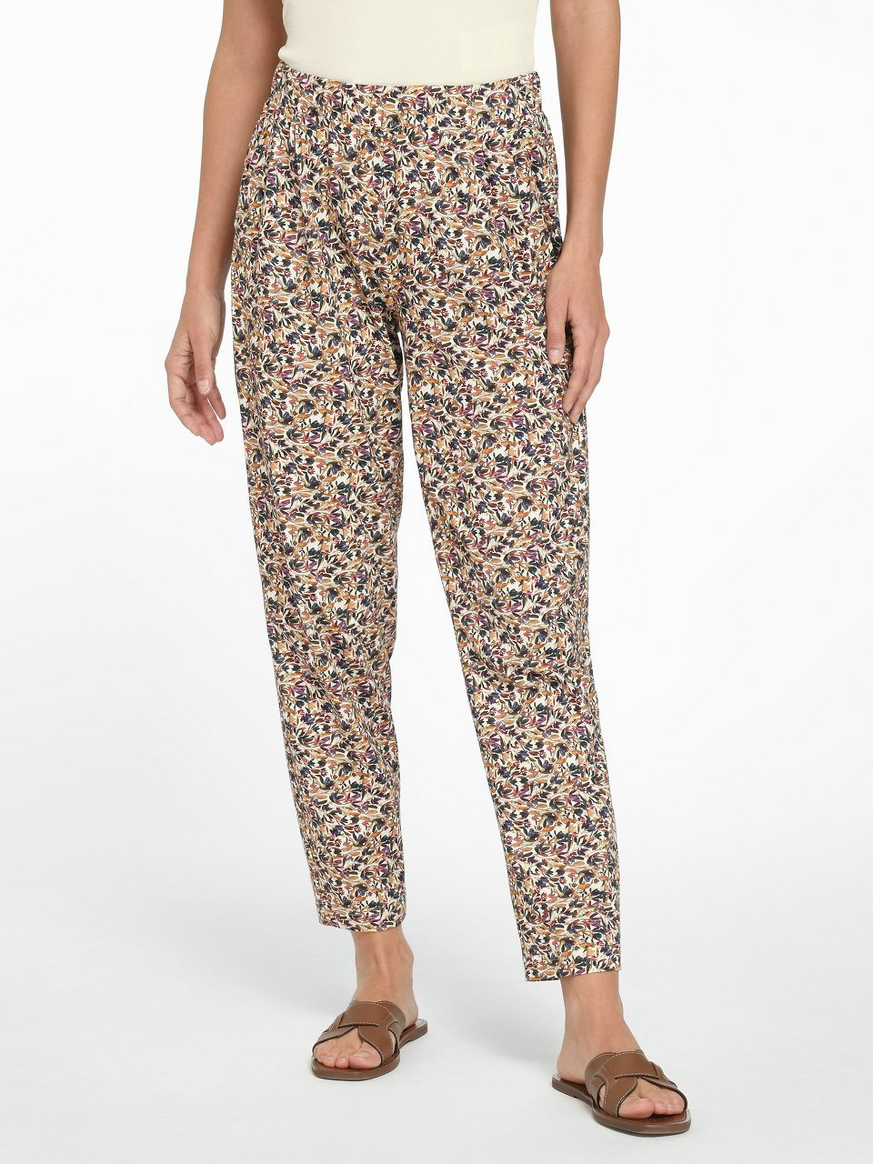 Knöchellange Bundfalten-Hose
