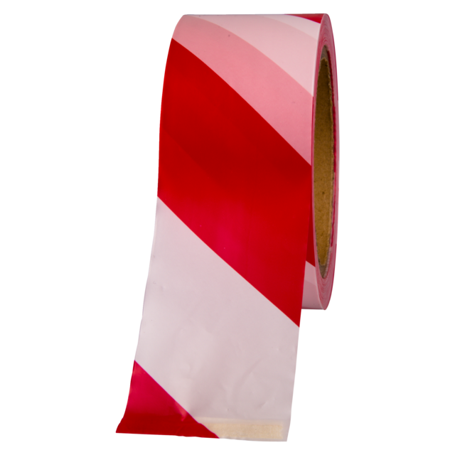 HPX Afzetlint, LDPE, 50mm, 100m, wit/rood