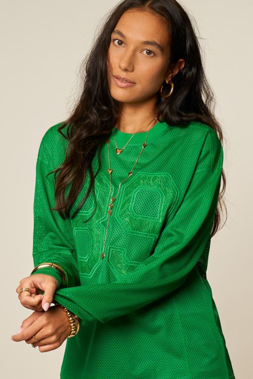 Groen baseball T-shirt met lange mouwen