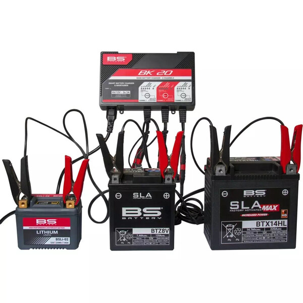 BS Battery - Chargeur de batterie BK20 6V/12V 3X2A Noir / Rouge