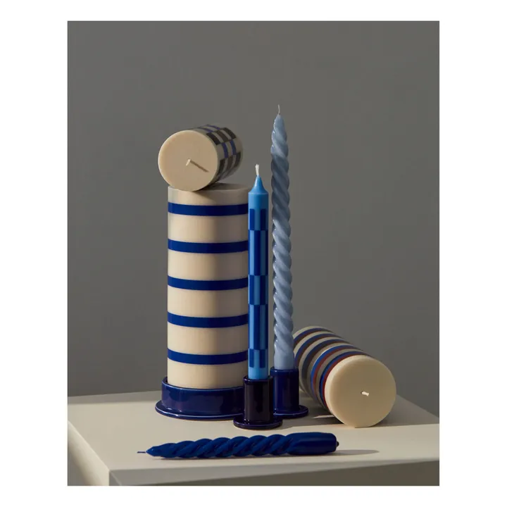 Hay Bougie Column à Rayures  | Bleu