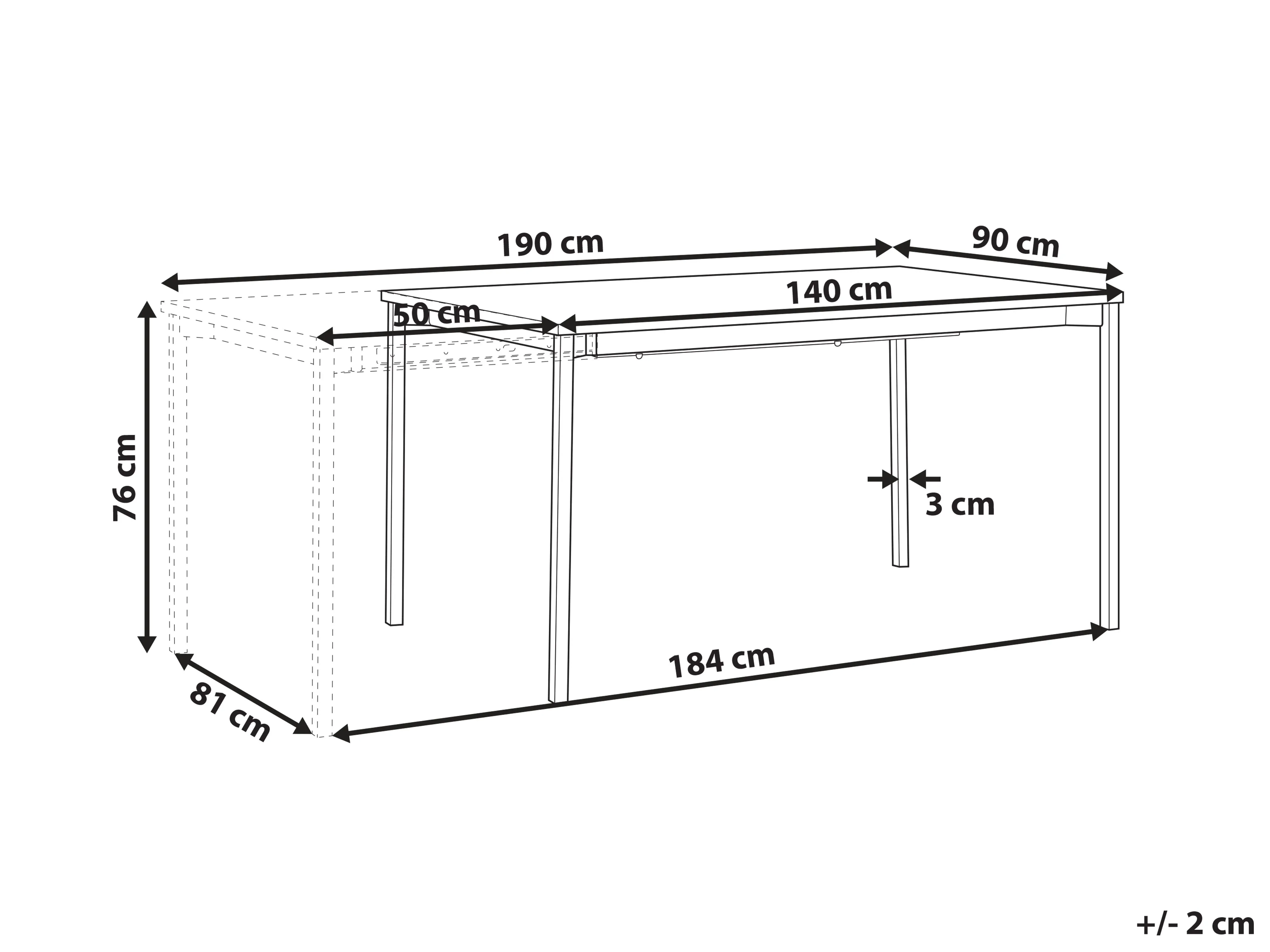 Eettafel uitschuifbaar AVIS Zwart 90 cm 140/190 cm