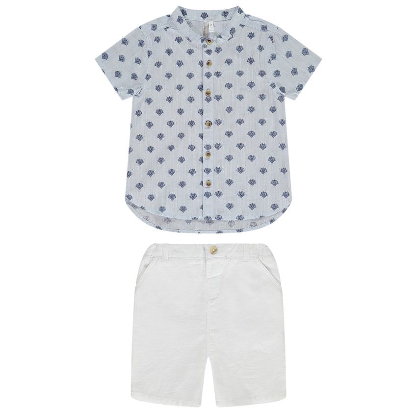 Ensemble 2 pièces avec chemise imprimée pour bébé garçon - Bleu