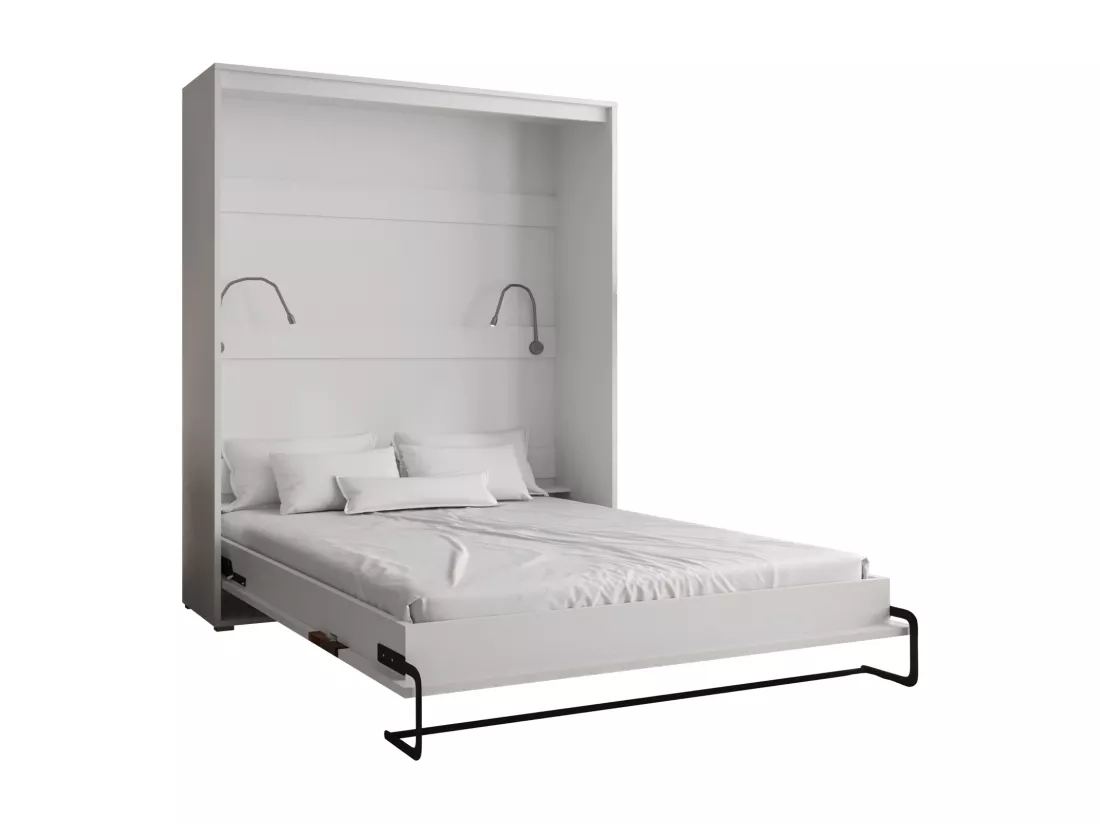 Lit escamotable home verticale 160x200 (blanc+artisan)