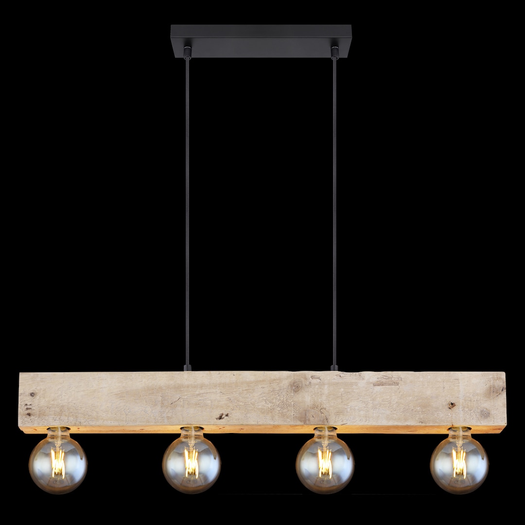 GLOBO Retrofit Balkenpendel Adalie schwarz /Holz 80x6cm H120cm