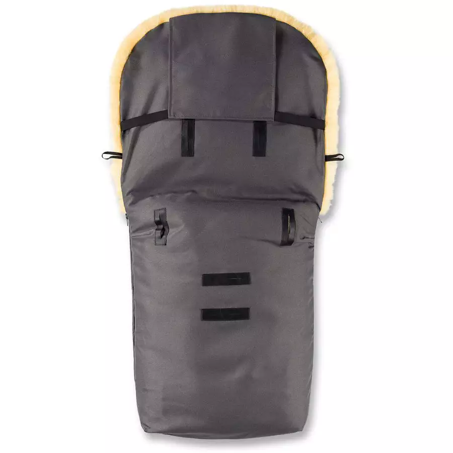 Hofbrucker Kinderwagen Lammfell Fußsack Putzi Limited Edition Hergestellt in Deutschland Grau gesteppt