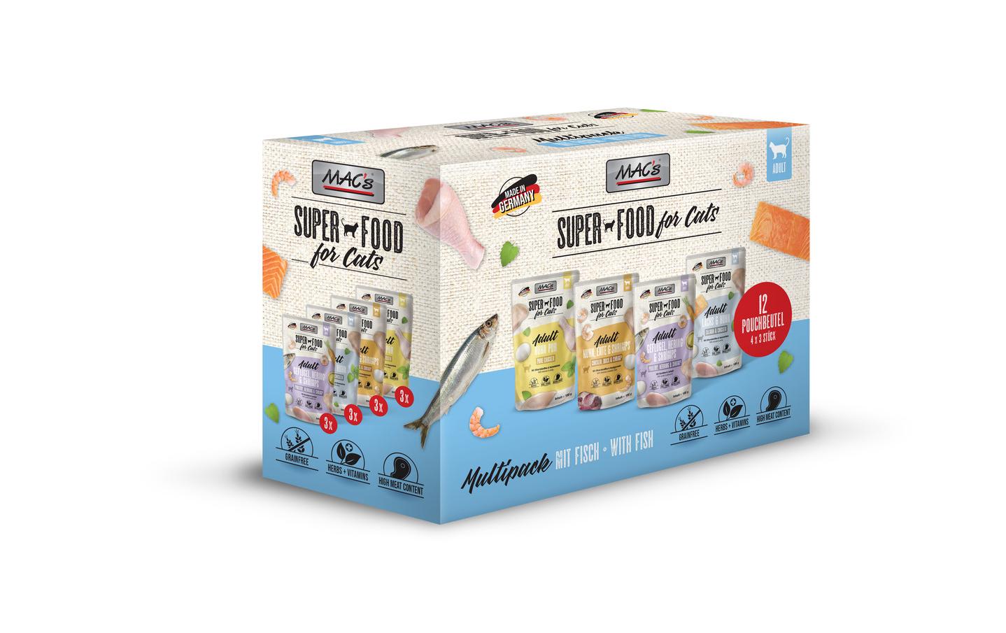 Nassfutter Multipack mit Fisch 12 x 100 gAlleinfuttermittel für ausgewachsene Katzen
