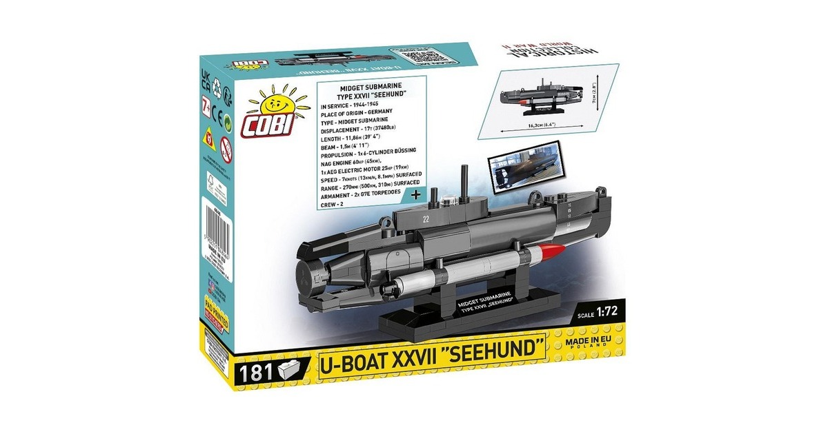 COBIU-Boat XXVII Seehund Constructiespeelgoed  (Schaal 1:72)
