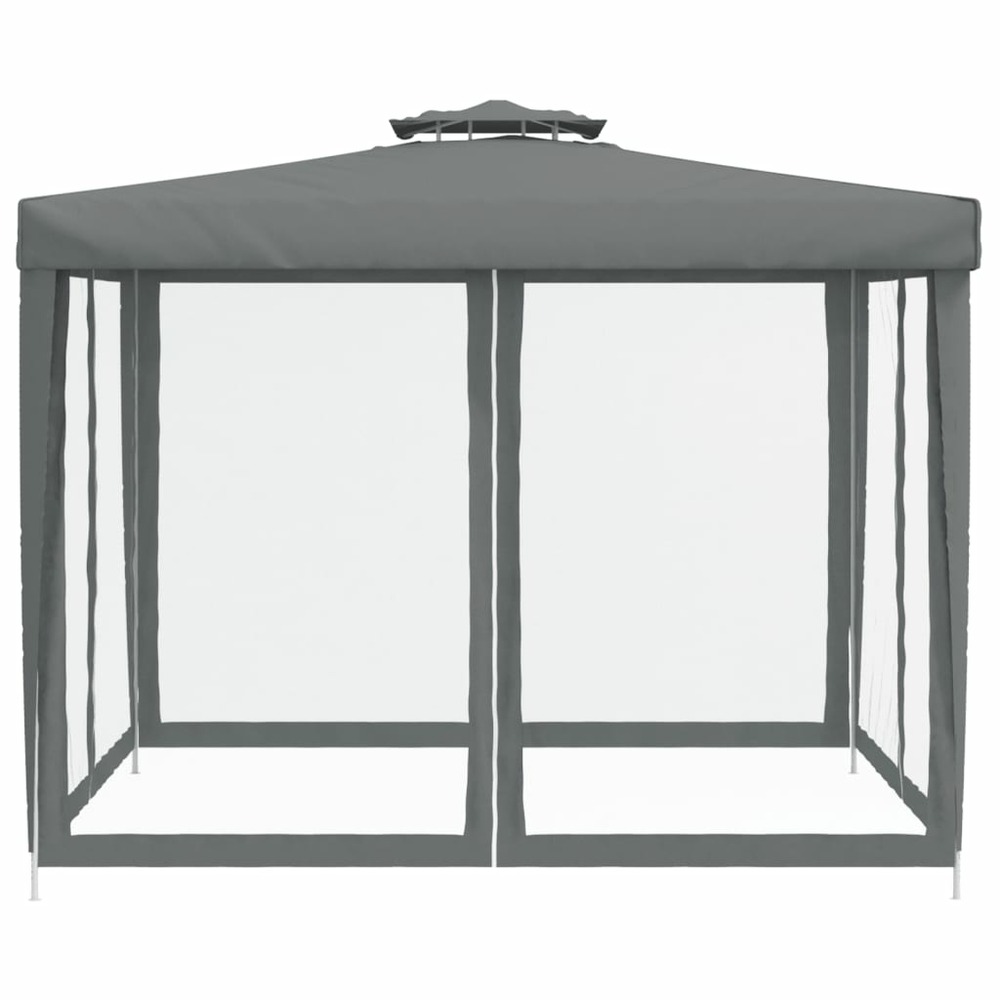 Belvédère à double toit anthracite 3x3x2,68 m tissu