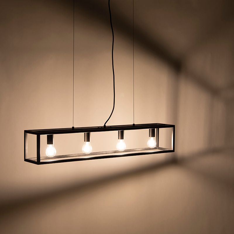 Smart industriële hanglamp zwart incl. 4 WiFi A60 - Cage