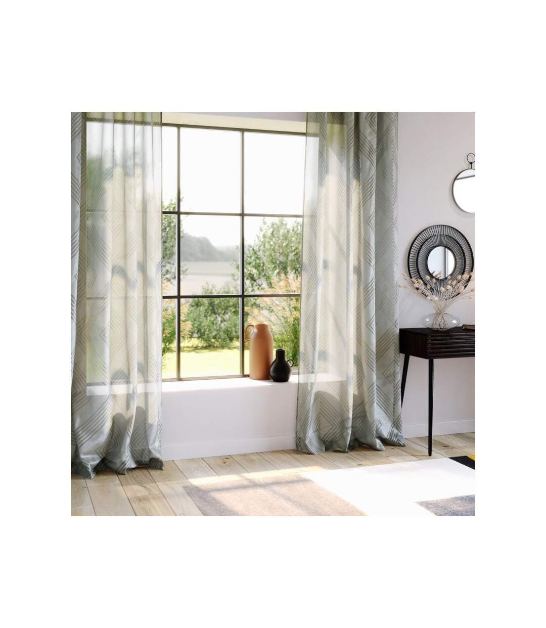Rideau Voilage Jacquard Enzo 140x260cm Gris