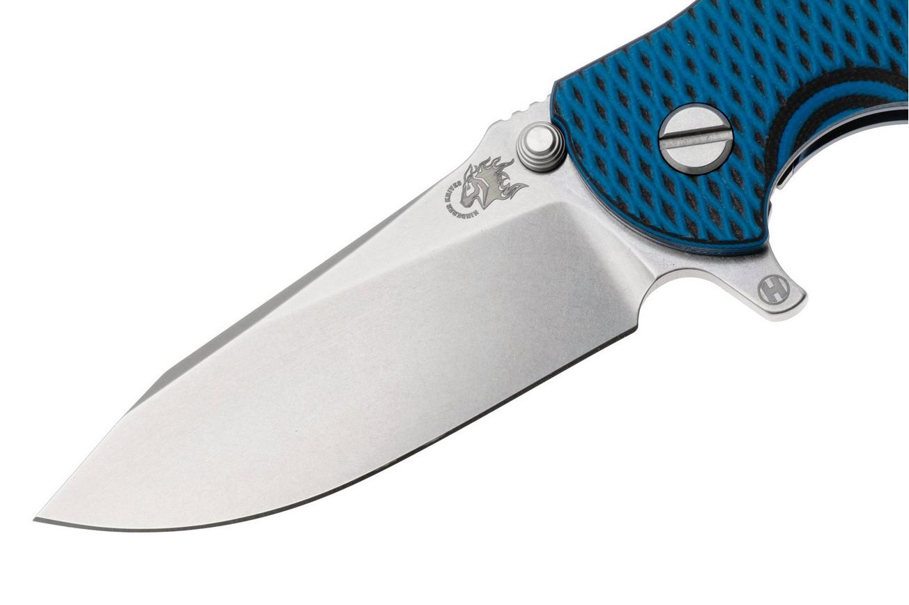Rick Hinderer Jurassic Slicer, Hollow Ground Magnacut, Blue Stonewashed, Blue/Black G10, zakmes