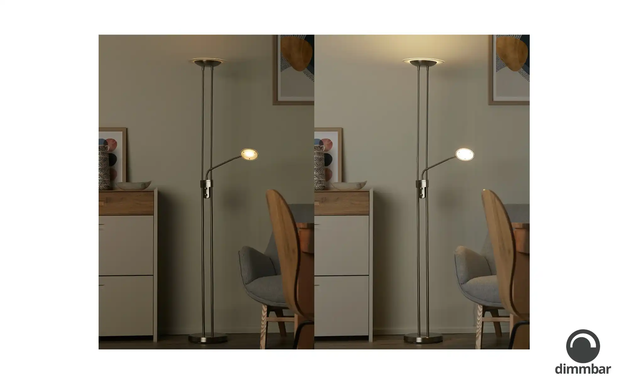 Meisterleuchten LED-Deckenfluter, 2-flammig, Nickel matt