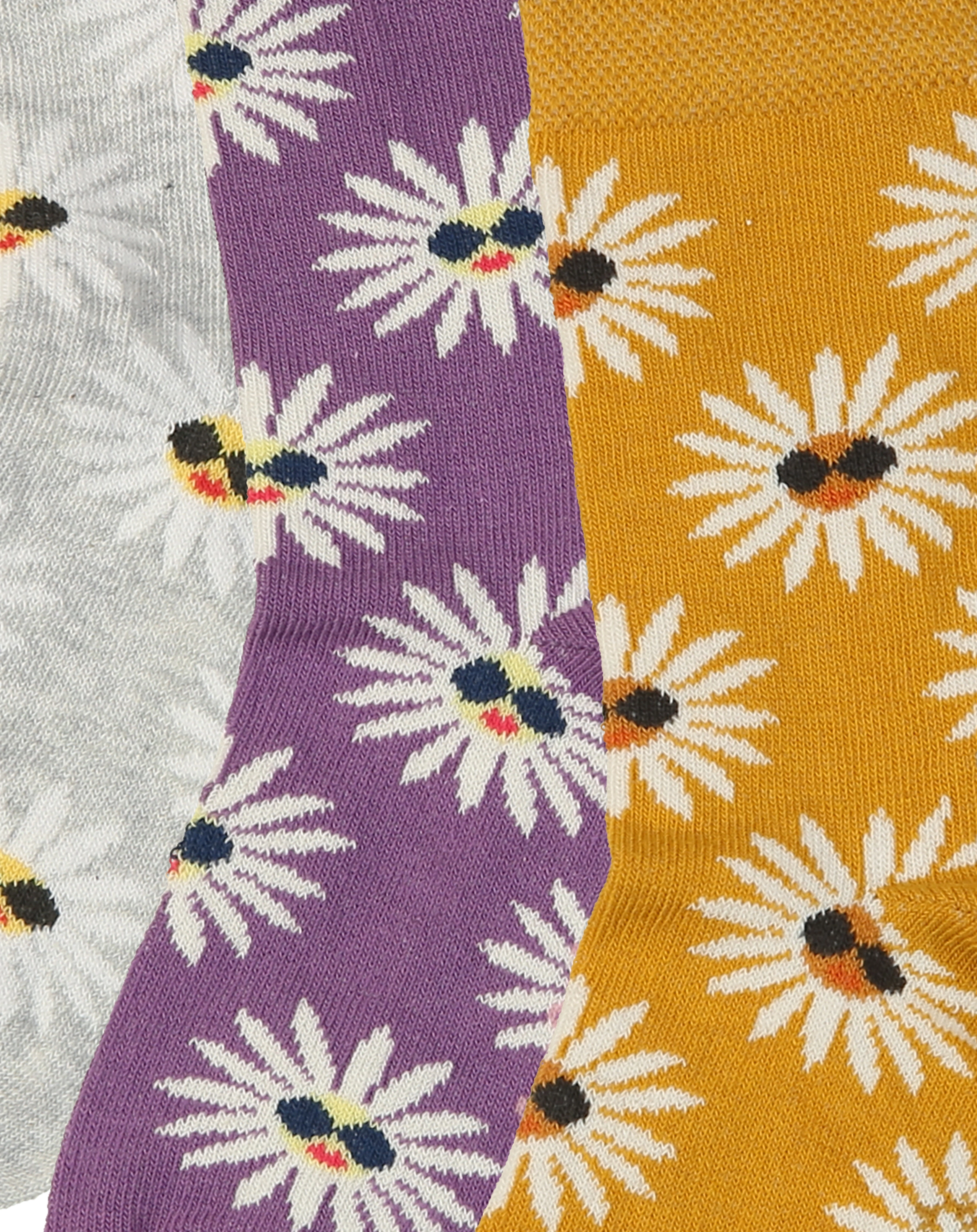 Socken BLUMEN 3er-Pack in grau/lila
