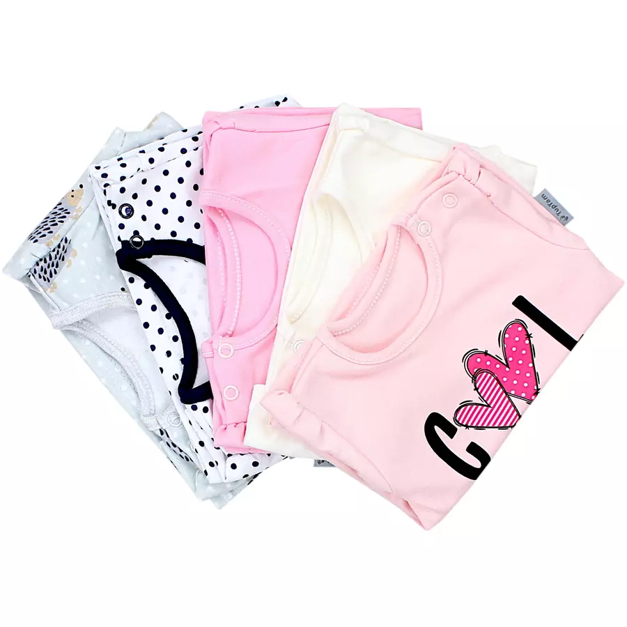 TupTam Baby Mädchen Kurzarm T-Shirt 5er Set gelbgrau