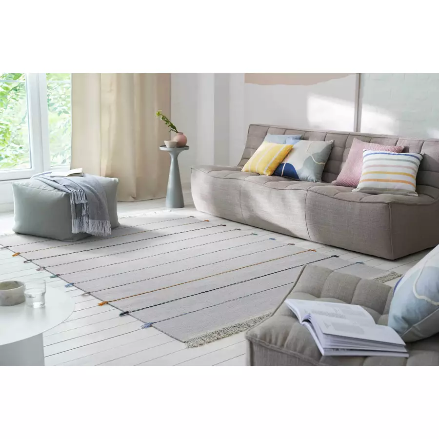Esprit Kelim Teppich Lina grau-blau-bunt