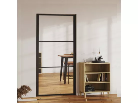 Porte intérieure Verre ESG et aluminium 102,5x201,5 cm Noir