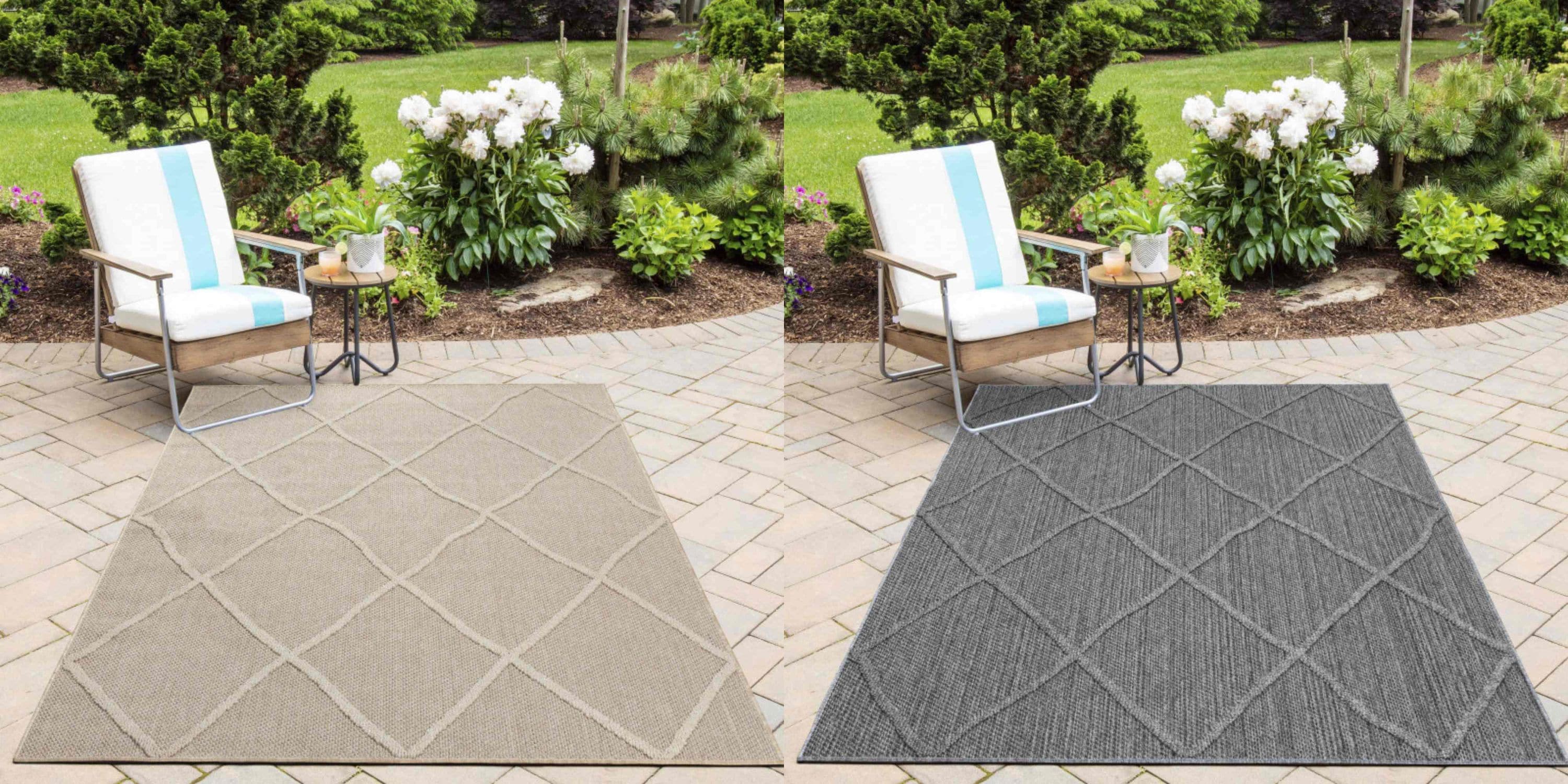 In & Outdoor-Teppich, Skandinavische Design, Sisal Optik, Flachgewebe Wetterfest