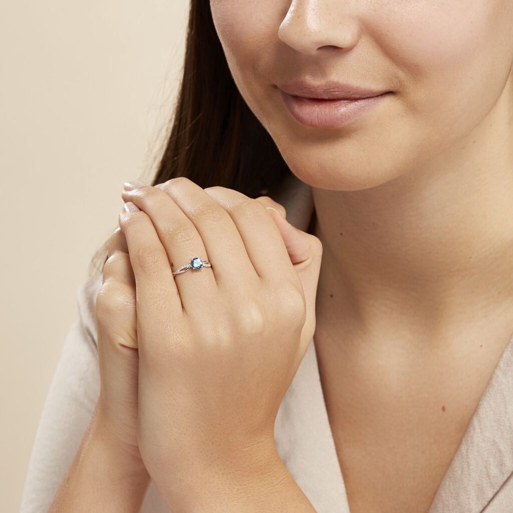 Bague Lalia Or Blanc Topaze Et Oxyde De Zirconium