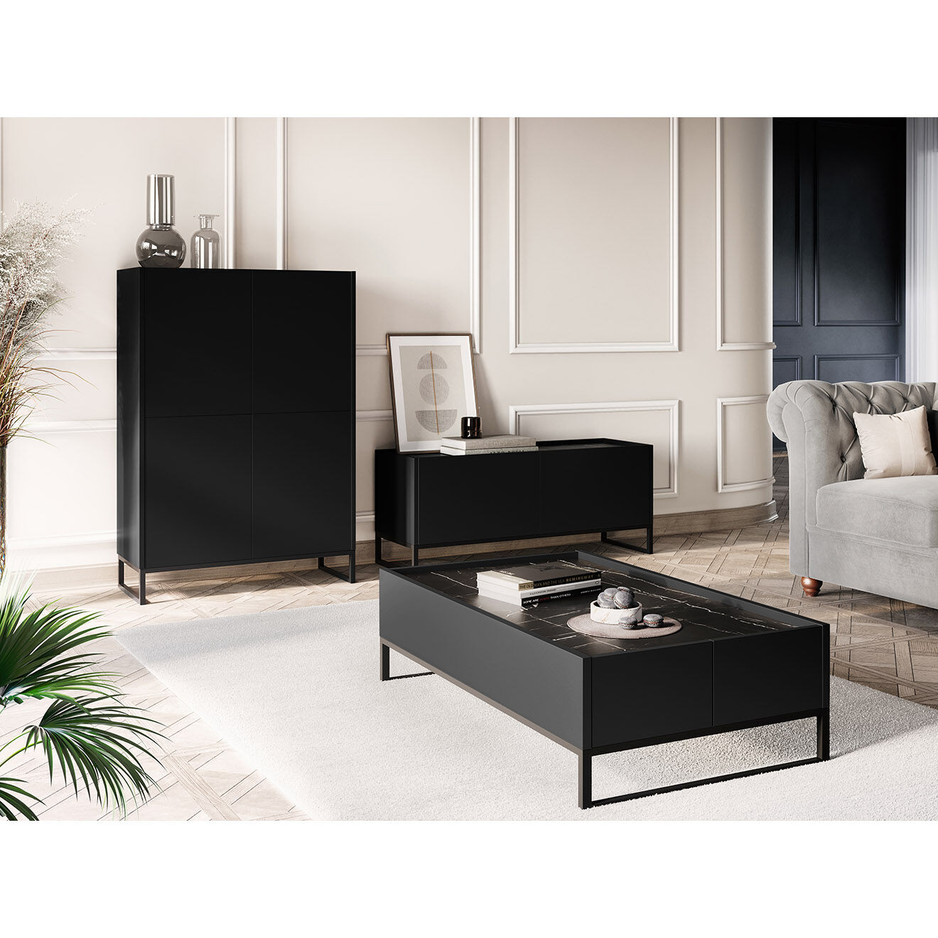Windsor & Co Meuble TV Helene noir - 120x40x50 cm