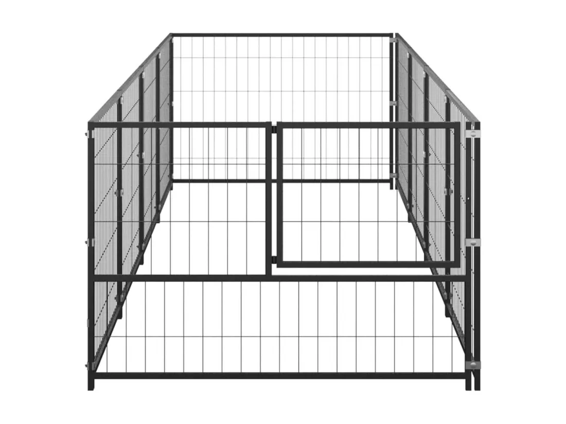 Chenil extérieur cage enclos noire 400 x 100 x 70 cm 02_0000530