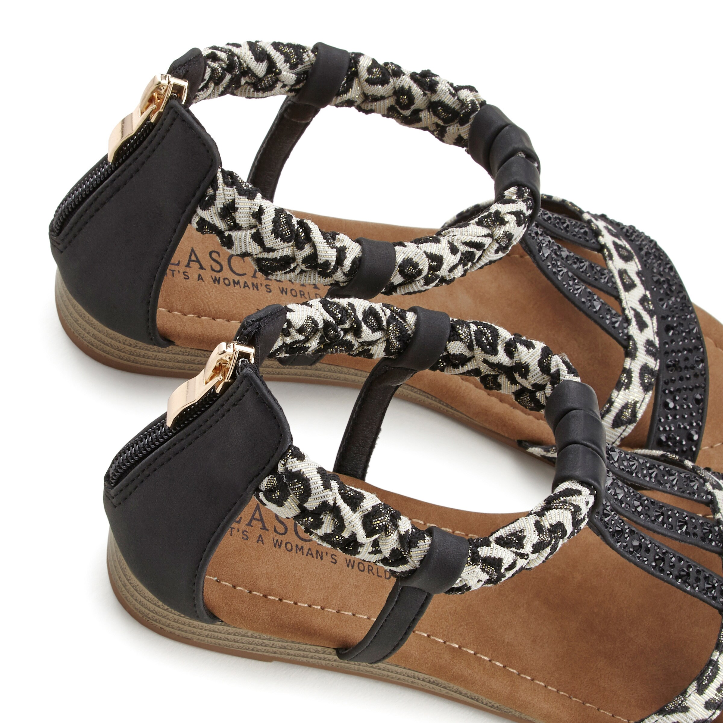 LASCANA Sandale in schwarz/leo