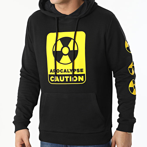 Sweat Capuche Apocalypse Caution Nuclear Noir Jaune