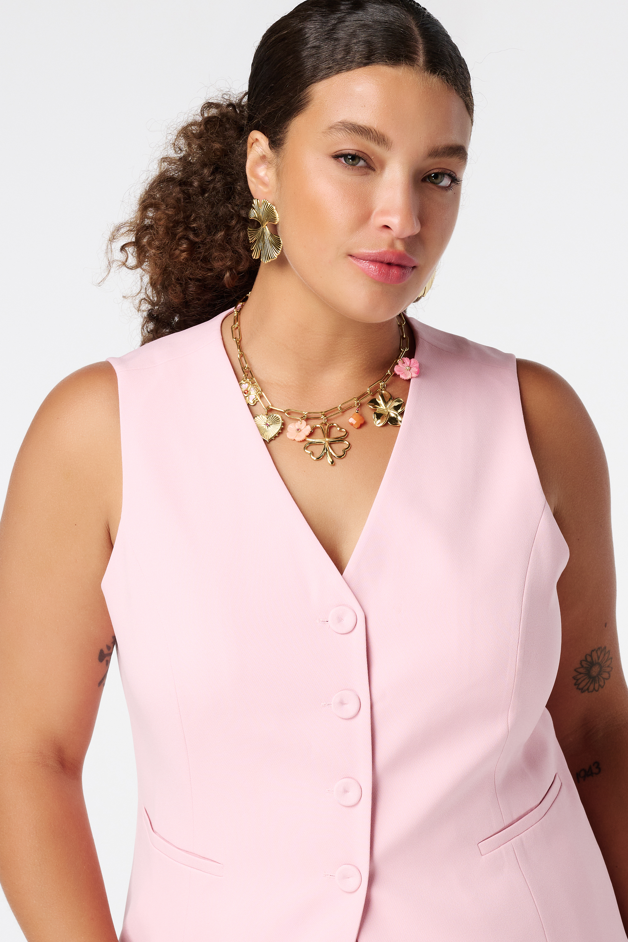 Gilet met knoopsluiting Licht pink