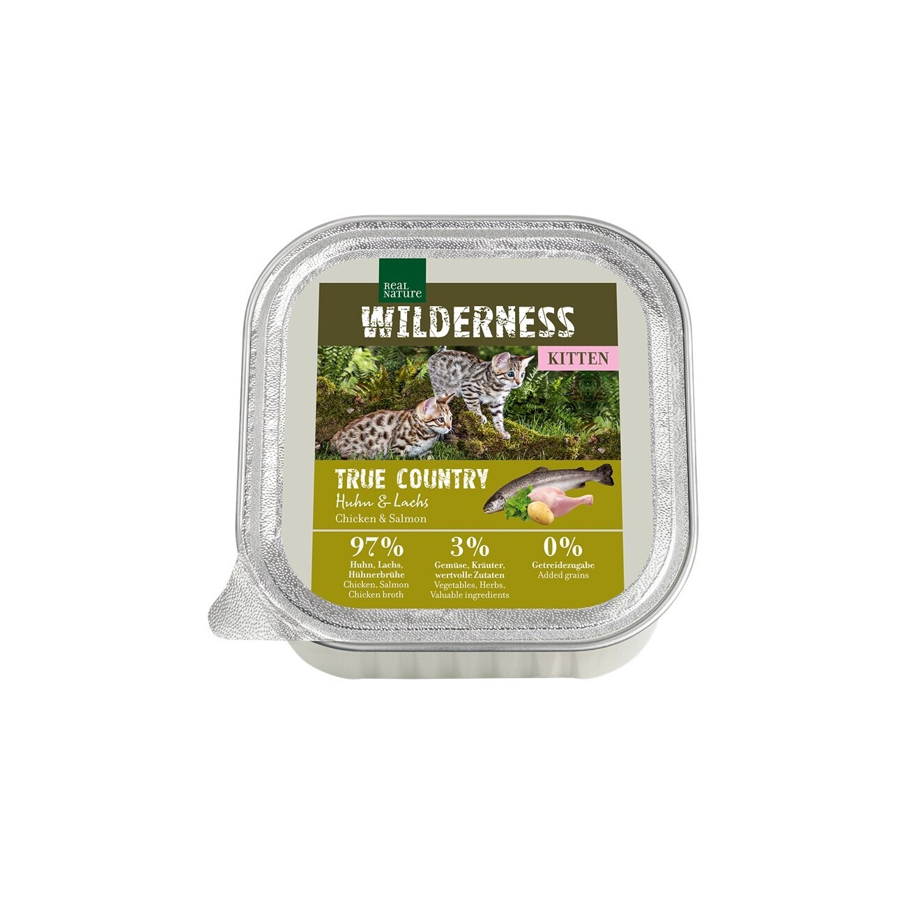 REAL NATURE WILDERNESS Nassfutter Katze, Kitten 16x100 g True Country, Huhn und Lachs