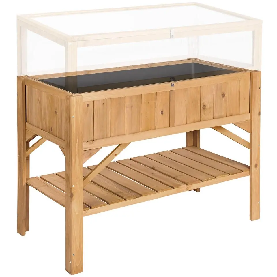 tectake Hoge plantenbak met legplank 119x53x90cm, Bruin