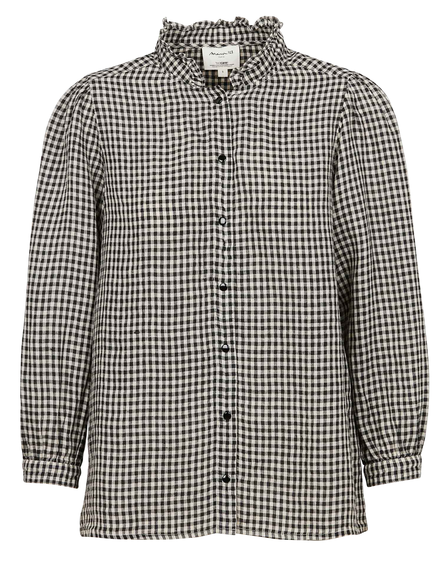 BELLA - Chemise droite imprimé en lin | Noir