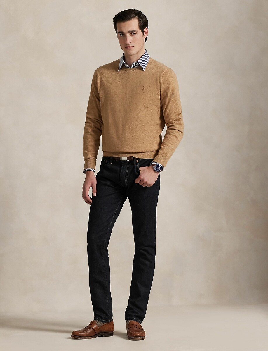 POLO RALPH LAUREN<br>Suéter de mistura de algodão com gola redonda