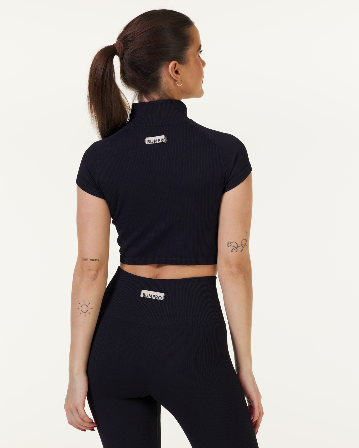 Bumpro Perfect Rib Crop Tee Turtleneck Black