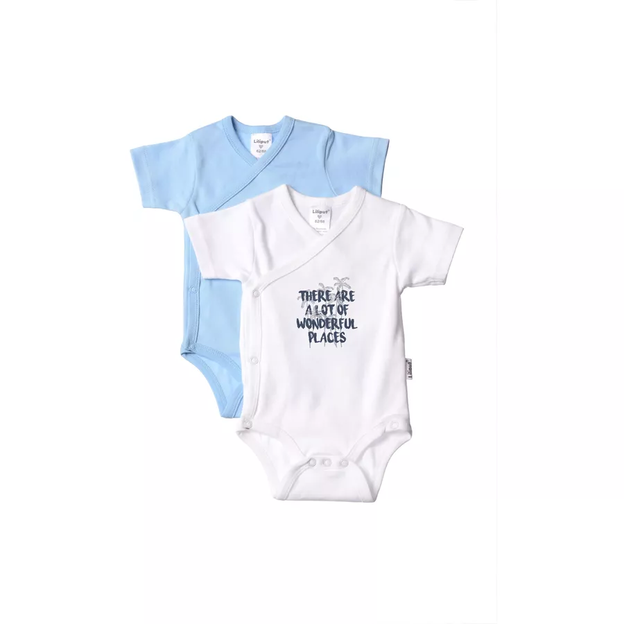Liliput Kurzarm-Wickelbody 2er-Pack Wonderful Places weißhellblau