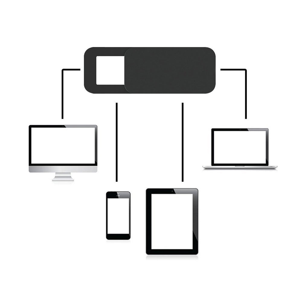 (3er Set) Privatsphären Kamera Abdeckung Webcam Cover Schutz Sticker mit Slider (Eckig) - Schwarz