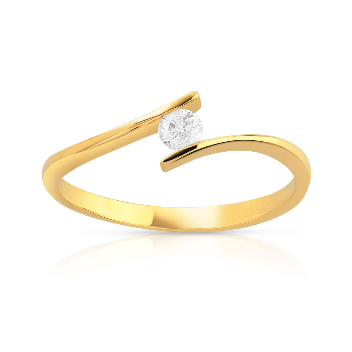 Solitaire or jaune 750 diamant synthétique 0.10 carat