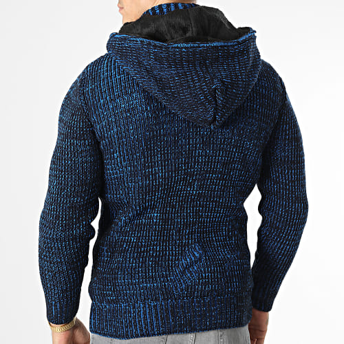 Gilet Zippé Capuche 3004 Noir Bleu Clair