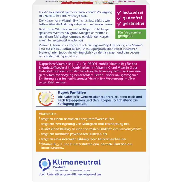 Großpackung Doppelherz aktiv Vitamin B12 + C + D3 Depot Tabletten