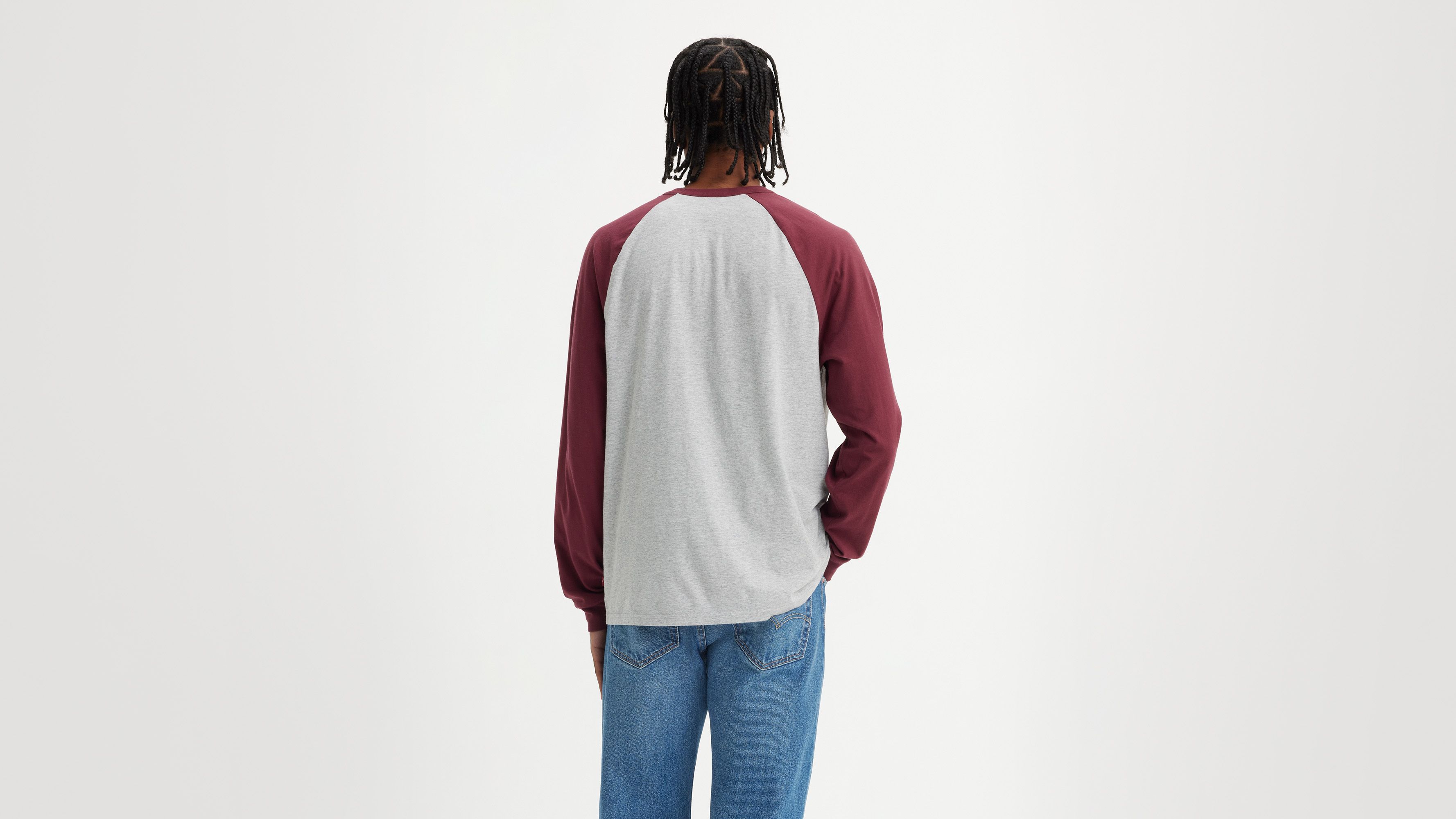 T-shirt graphique manches longues raglan - Red Mahogany / Midtone Heather Gray - Multicolore