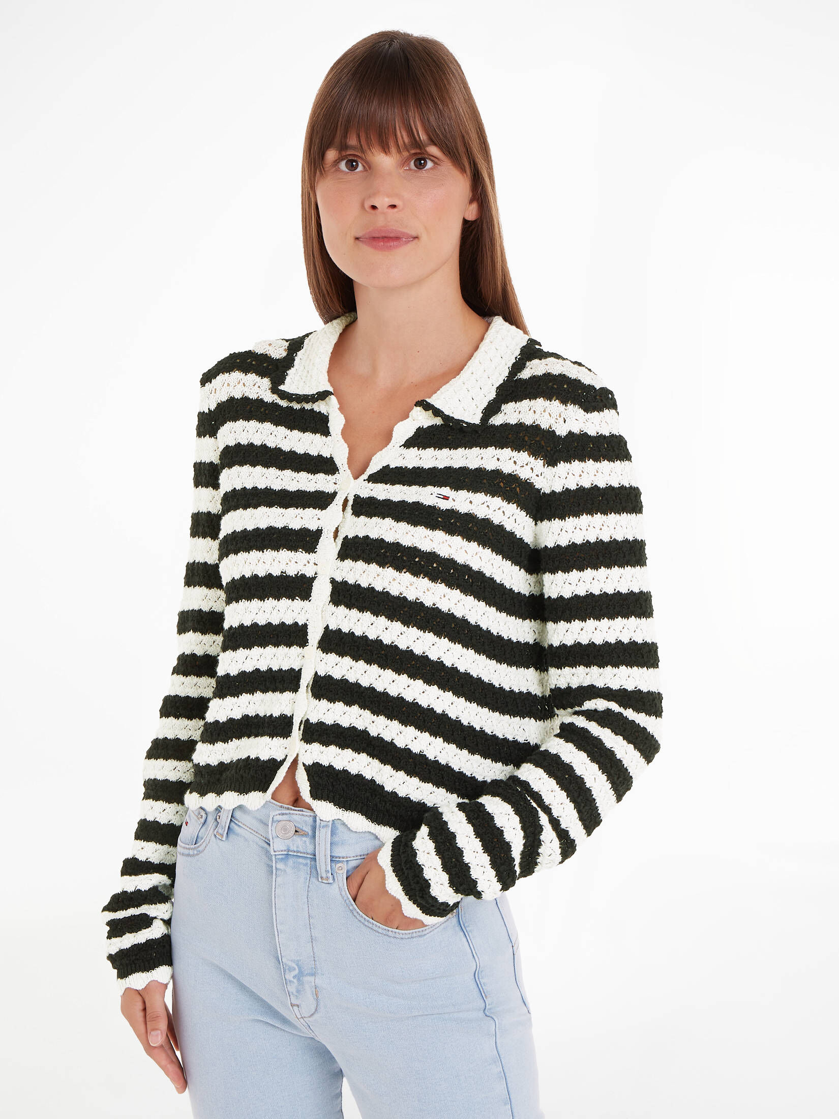 Tommy Jeans| Damen Strickjacke CROCHET CARDIGAN Cropped Fit