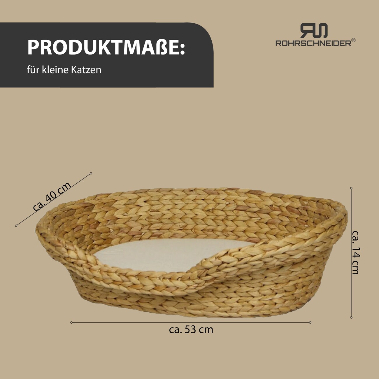 Rohrschneider ® Komfortables Katzenkörbchen mit Kissen