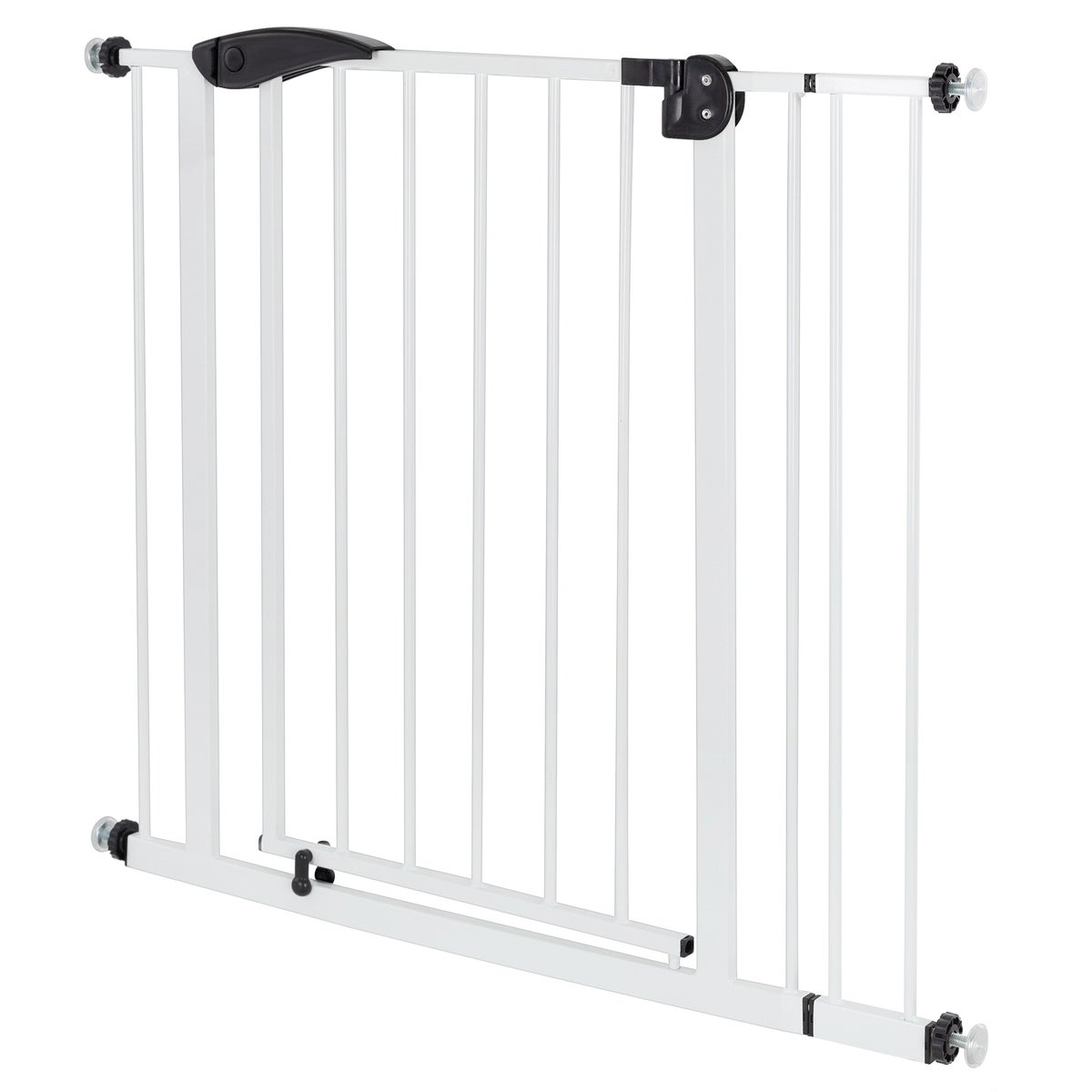 ECD Germany Veiligheidshek voor kinderen, honden en katten, 85-95 cm incl. 10 cm verlengstuk, geen boren nodig, wit, dubbelzijdig, zelfsluitend, metalen klemhek, traphekje, slagboom
