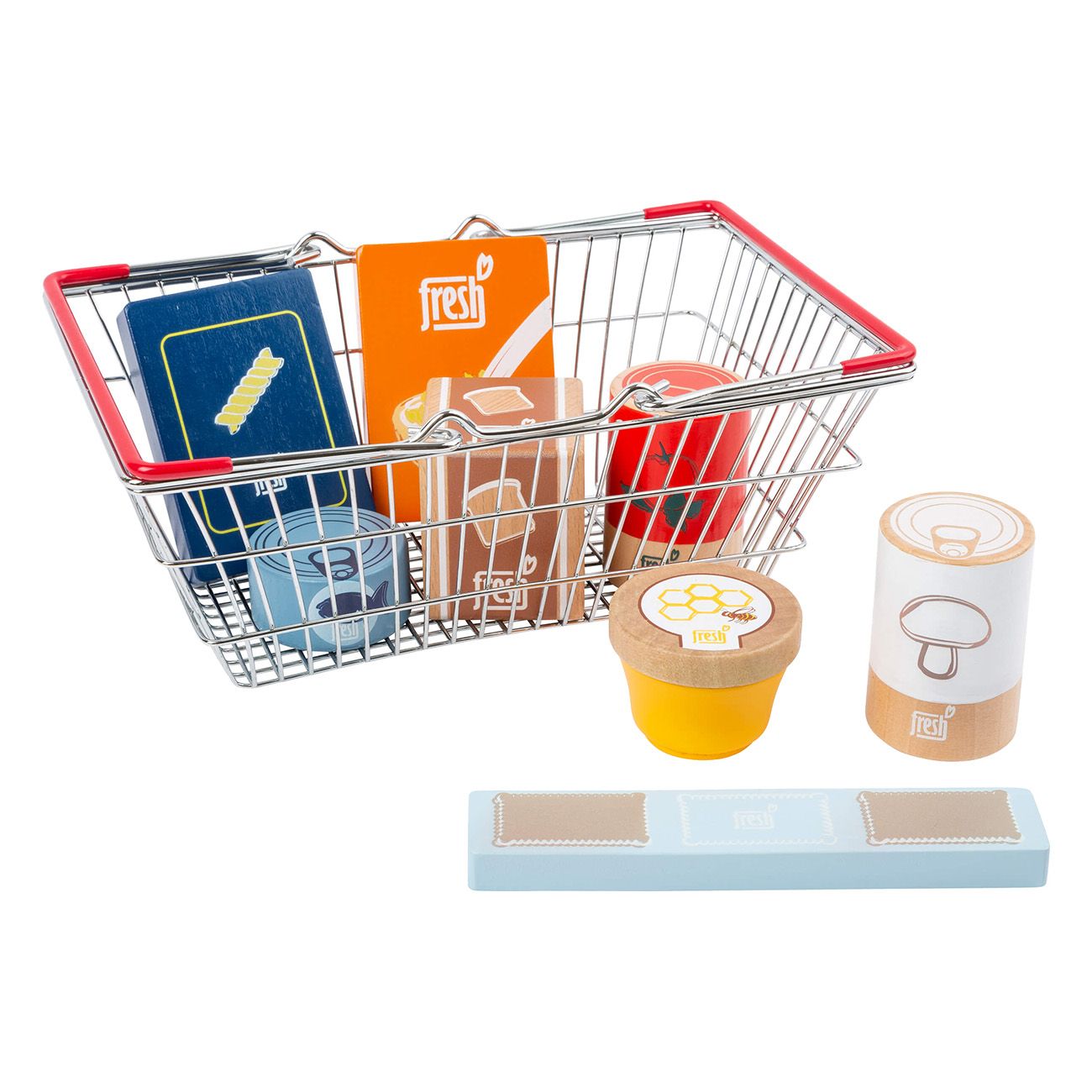 Smallfoot Lebensmittel-Set im Einkaufskorb 11443 Spiellebensmittel